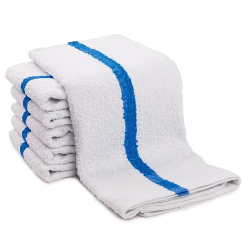 Classic Pool Towel, 100% Cotton, 24x48, 8lbs/dz, White with Blue Stripe